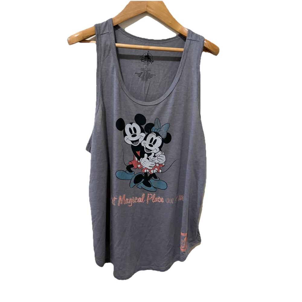 Disney‎ Parks Mickey Minnie Most Magical Place on Earth Gray Tank Top Large NEW